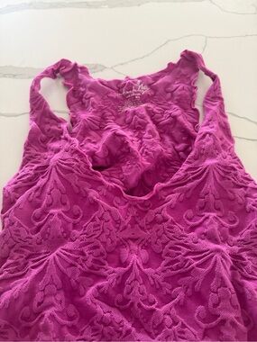 Free People Fuchsia Pink Textured Tank Top